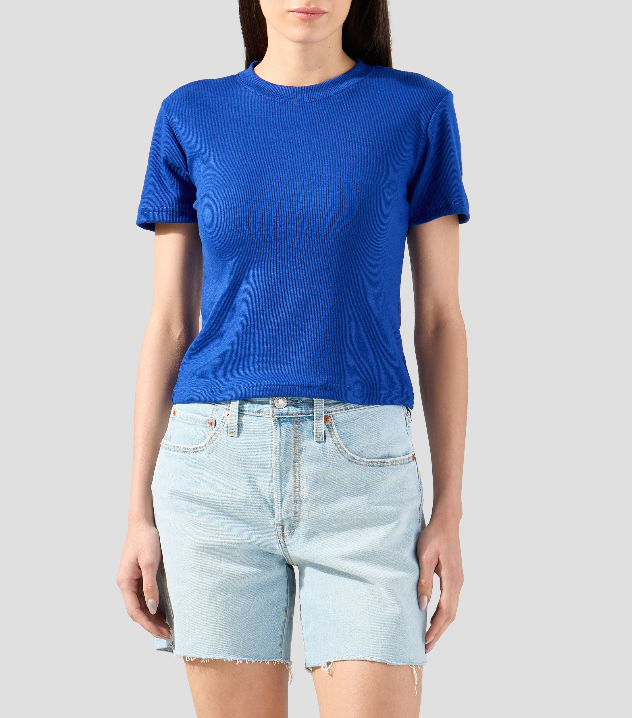 Playera cuello redondo manga corta lisa Mujer